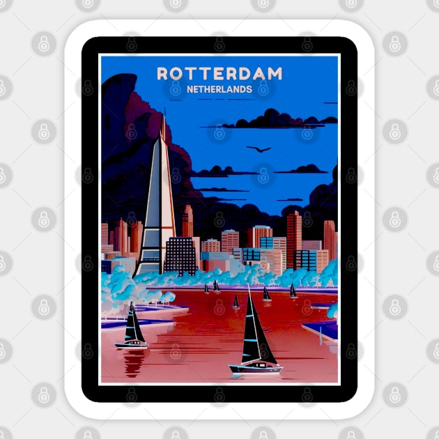 Rotterdam Netherlands Travel and Tourism Advertising Print Sticker by posterbobs